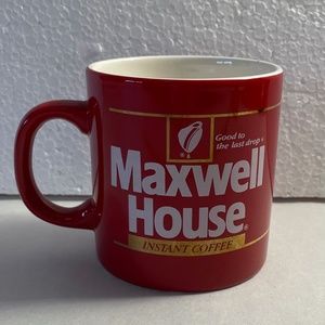 Vtg 1980s Red Maxwell House Coffee Mug Instant Coffee Cup Good to the Last Drop
